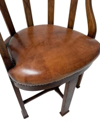 Art Deco Captain"s Chair or Armchair with Leather Seat, 1930s